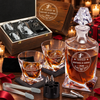 Valentine's Day Gift – Twisted Decanter Set with 2 Glasses, 6 Whiskey Bullets & Wooden Box