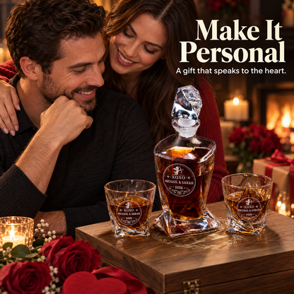 Valentine's Day Gift – Twisted Decanter Set with 2 Glasses, 6 Whiskey Bullets & Wooden Box – image 05