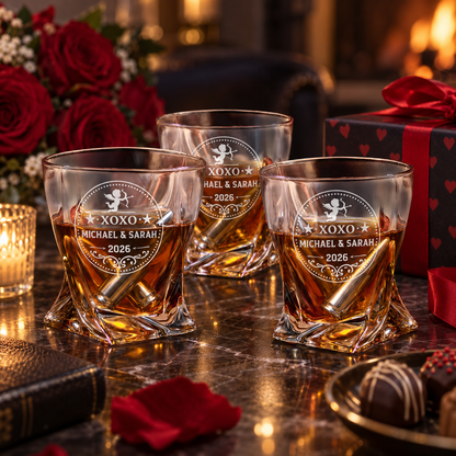 Valentine's Day Gift – Twisted Decanter Set with 2 Glasses, 6 Whiskey Bullets & Wooden Box – image 10