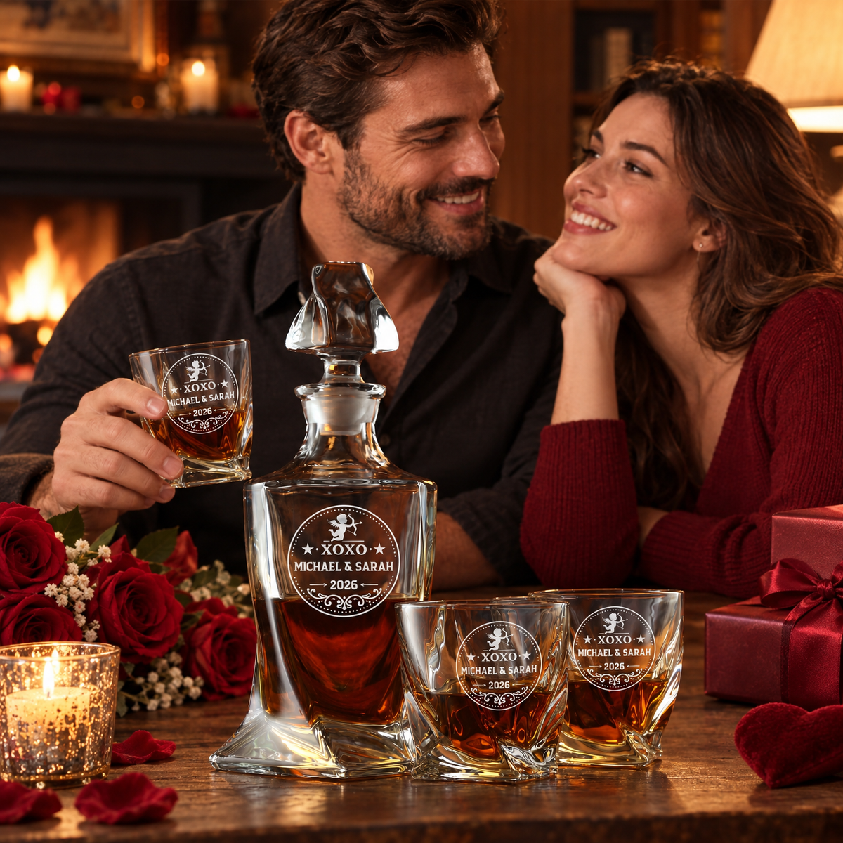 Valentine's Day Gift – Twisted Decanter Set with 2 Glasses, 6 Whiskey Bullets & Wooden Box – image 13