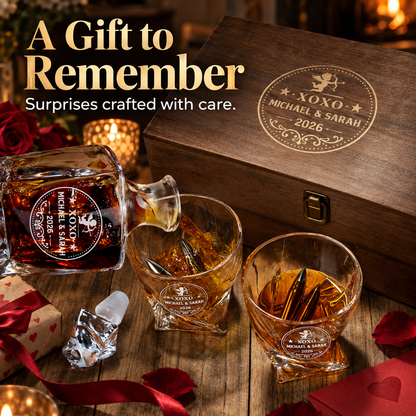 Valentine's Day Gift – Twisted Decanter Set with 2 Glasses, 6 Whiskey Bullets & Wooden Box – image 14