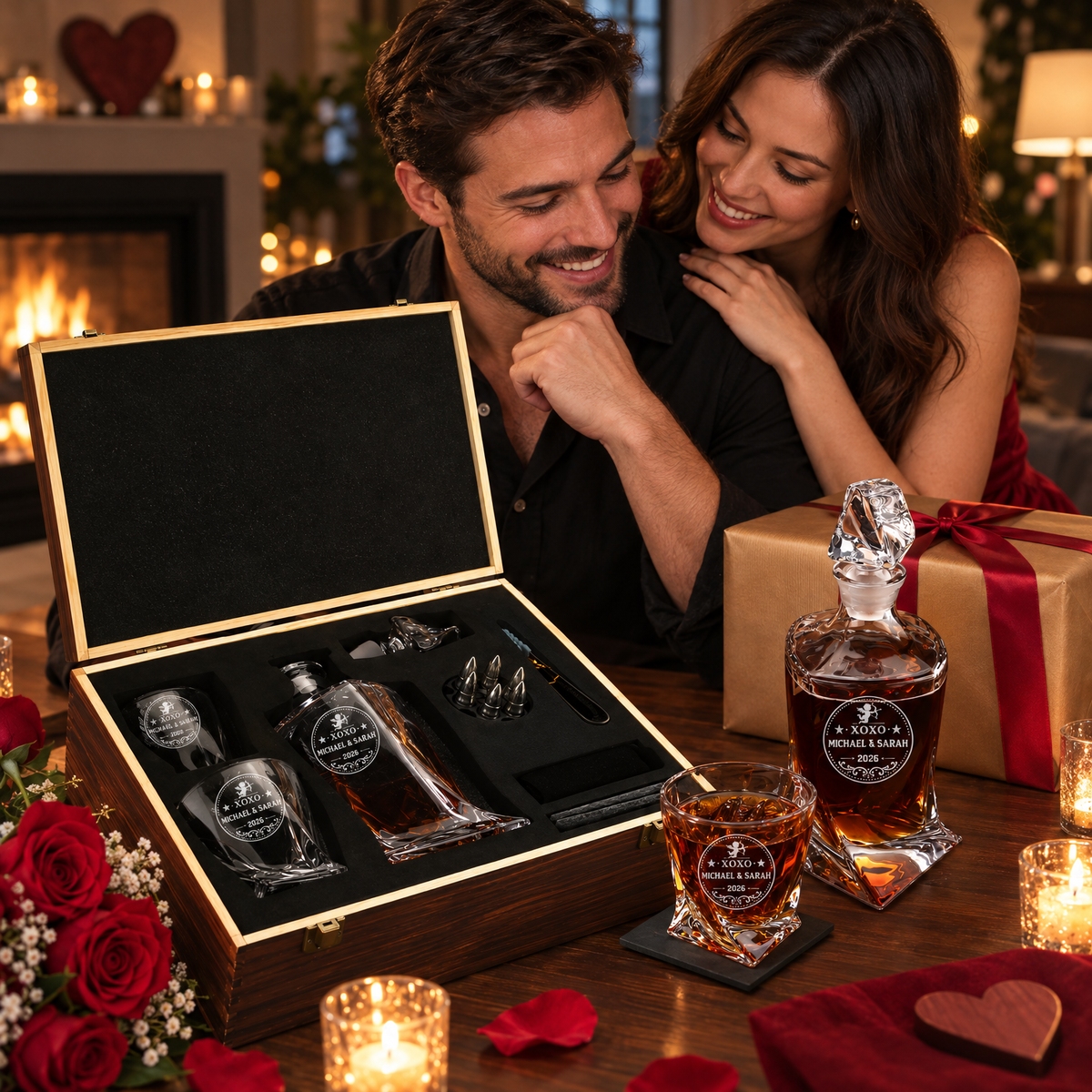 Valentine's Day Gift – Twisted Decanter Set with 2 Glasses, 6 Whiskey Bullets & Wooden Box – image 17