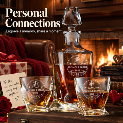 Valentine's Day Gift – Twisted Decanter Set with 2 Glasses, 6 Whiskey Bullets & Wooden Box – image 18