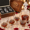 Anniversary Gift – Twisted Decanter Set with 4 Glasses & Wooden Box