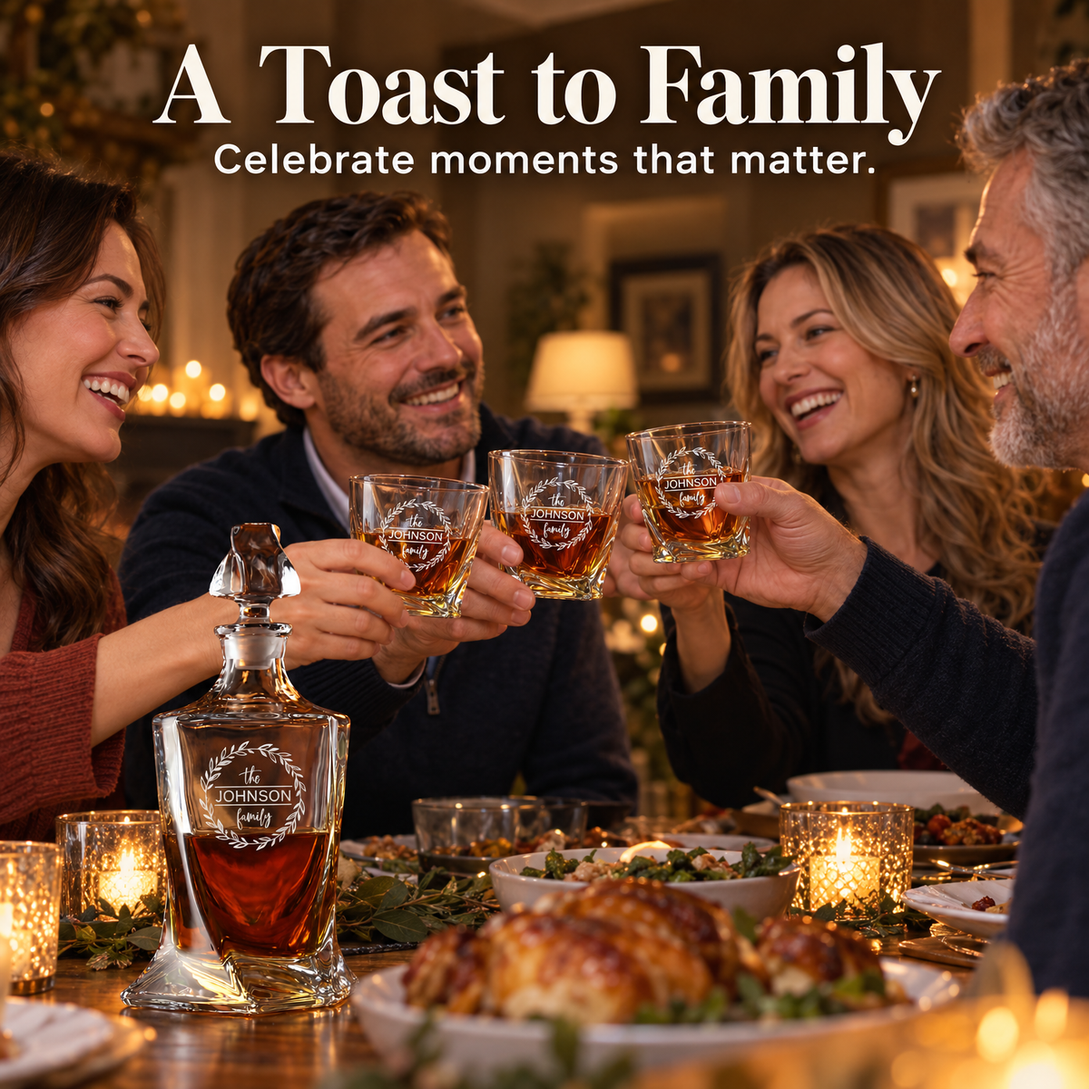 Family Gift – Twisted Decanter Set with 4 Glasses & Wooden Box – image 05