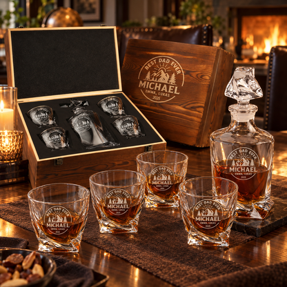 Gift for Father – Twisted Decanter Set with 4 Glasses & Wooden Box – image 08