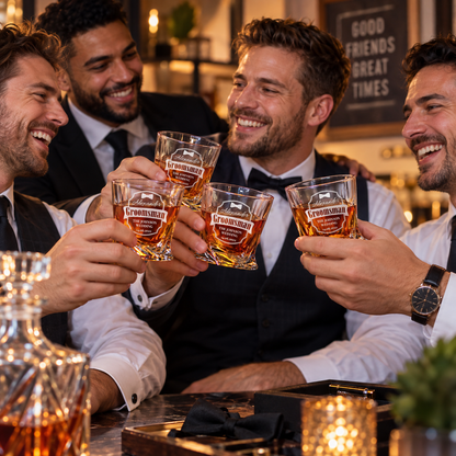 Groomsman Gift – Twisted Decanter Set with 4 Glasses & Wooden Box – image 05
