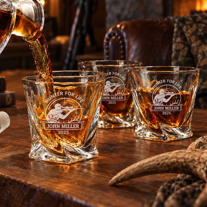 Gift for Hunters – Twisted Decanter Set with 4 Glasses & Wooden Box – image 14