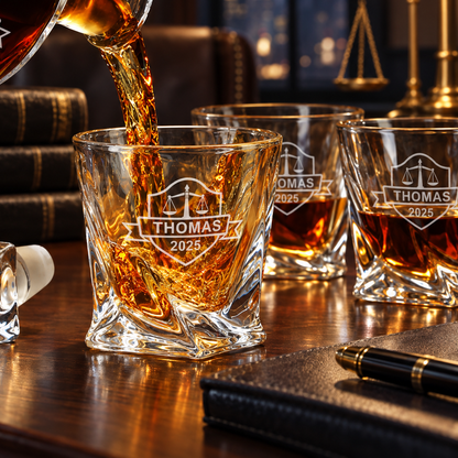 Legal Company Gifts – Twisted Decanter Set with 4 Glasses & Wooden Box – image 14
