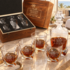 Travel & Hospitality Company Gifts – Twisted Decanter Set with 4 Glasses & Wooden Box