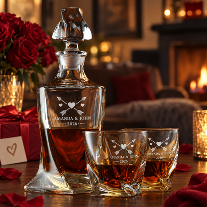 Valentine's Day Gift – Twisted Decanter Set with 4 Glasses & Wooden Box – image 08