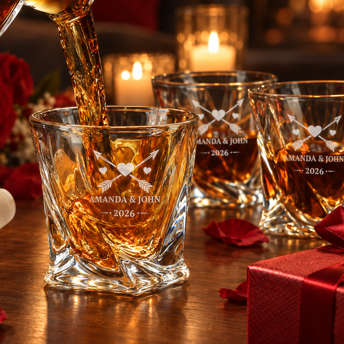 Valentine's Day Gift – Twisted Decanter Set with 4 Glasses & Wooden Box – image 14