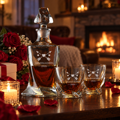 Valentine's Day Gift – Twisted Decanter Set with 4 Glasses & Wooden Box – image 20