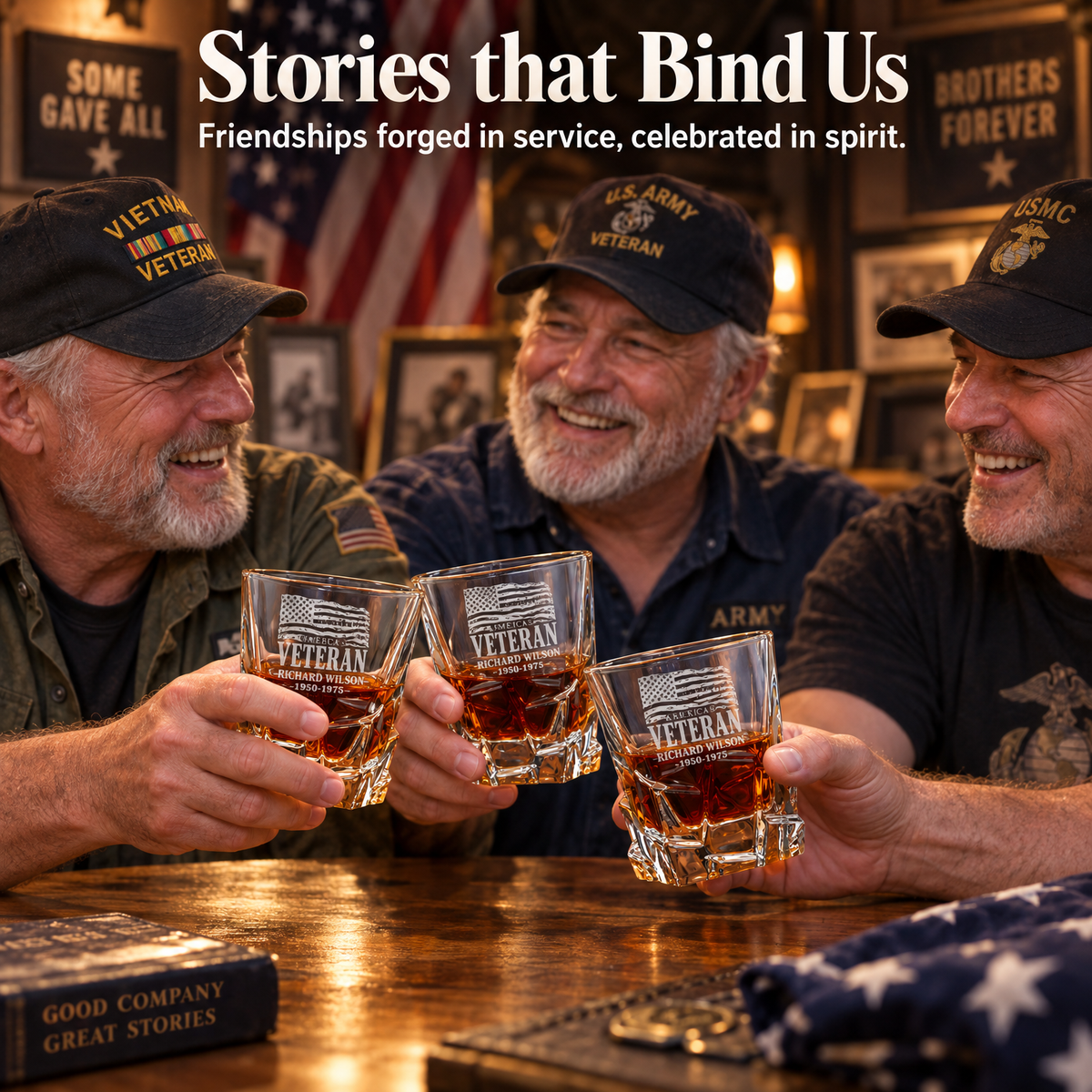 Veterans Day Gift – Stone Cut Decanter Set with 2 Glasses, 8 Whiskey Cubes & Wooden Box – image 9