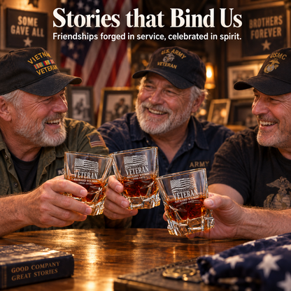 Veterans Day Gift – Stone Cut Decanter Set with 2 Glasses, 8 Whiskey Cubes & Wooden Box – image 9
