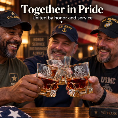 Veterans Day Gift – Stone Cut Decanter Set with 4 Glasses & Wooden Box – image 7