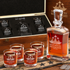 Veterans Day Gift – Old Fashioned Decanter Set with 4 Glasses & Wooden Box