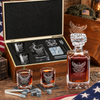 Veterans Day Gift – Classic Decanter Set with 2 Glasses, 9 Whiskey Stones & Wooden Box