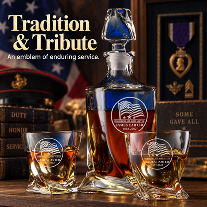 Veterans Day Gift – Twisted Decanter Set with 2 Glasses, 2 Whiskey Balls & Wooden Box – image 12