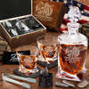 Veterans Day Gift – Twisted Decanter Set with 2 Glasses, 6 Whiskey Bullets & Wooden Box