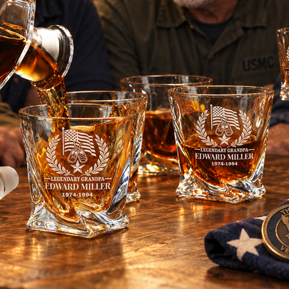 Veterans Day Gift – Twisted Decanter Set with 4 Glasses & Wooden Box – image 3