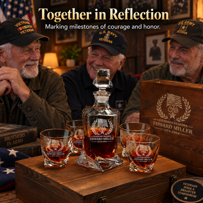 Veterans Day Gift – Twisted Decanter Set with 4 Glasses & Wooden Box – image 6
